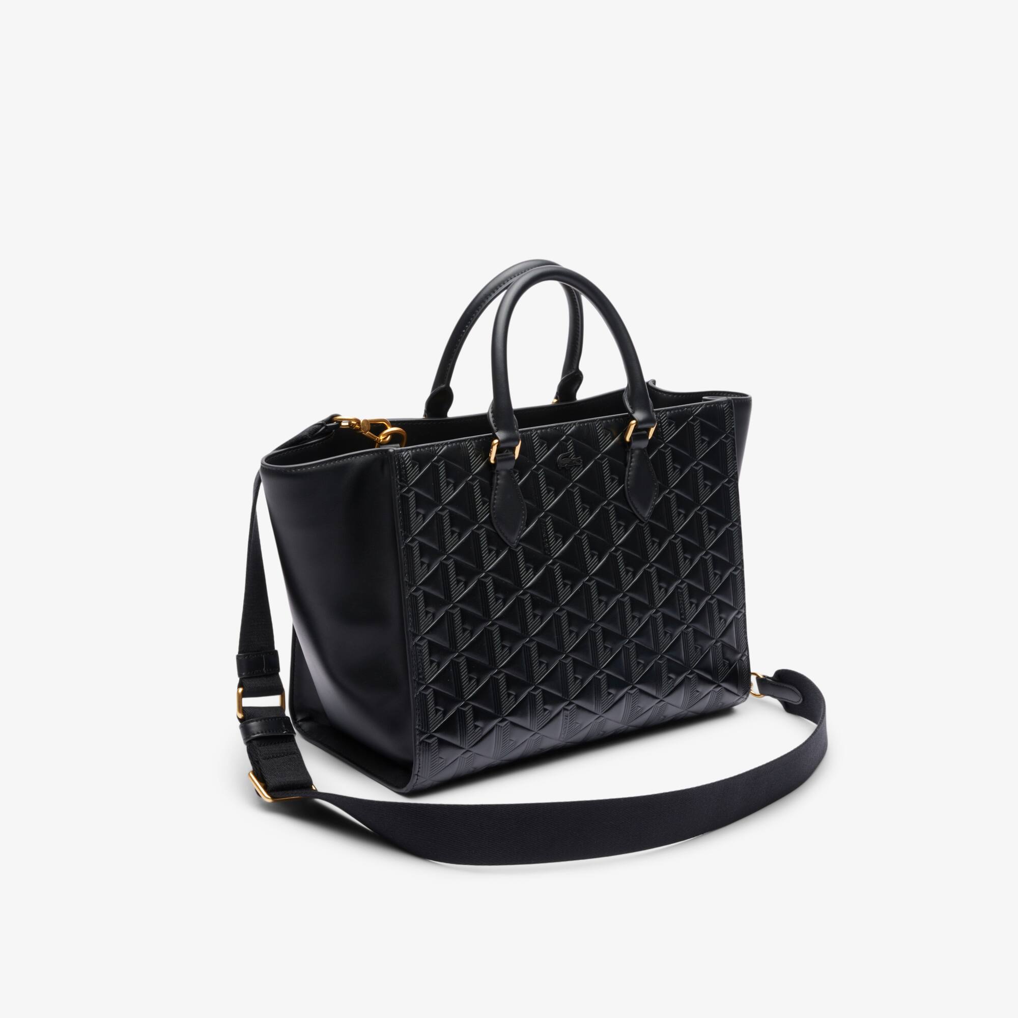 Thumbnail - Lacoste Große Tote Bag Maheki mit Monogramm - BLACK Size One Size