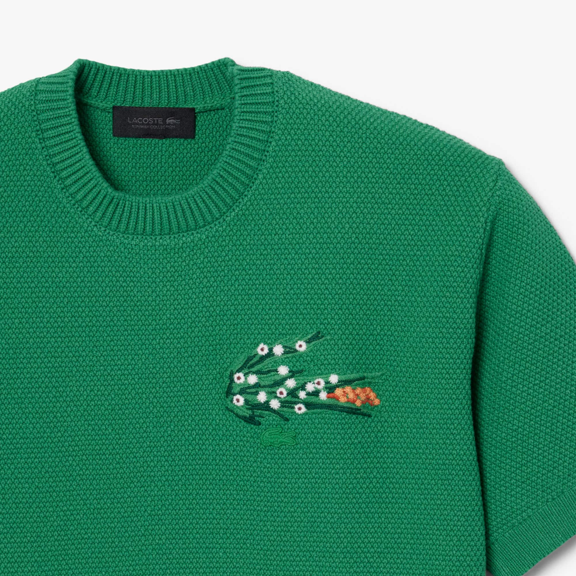 Thumbnail - Lacoste Pullover Runway aus Piqué mit blumigem Krokodil - Grün Size M