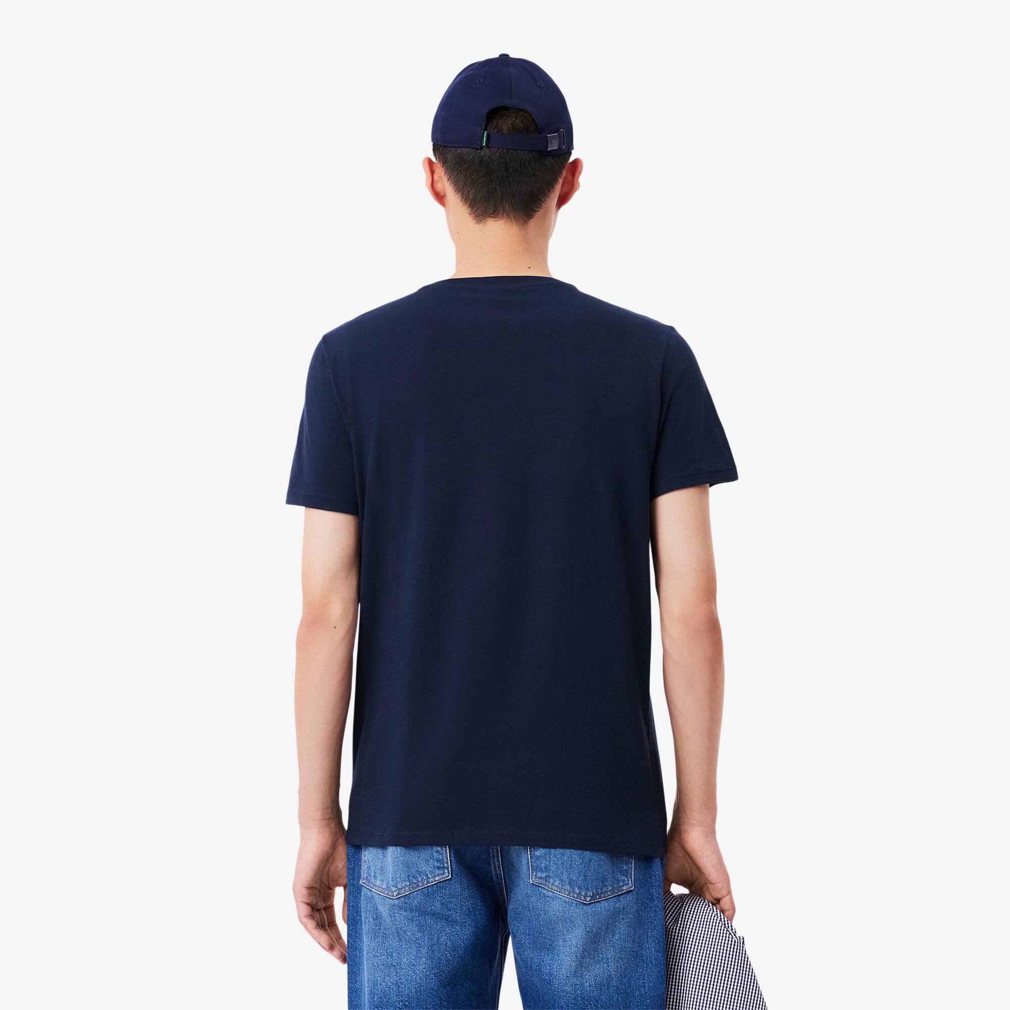 Thumbnail - Lacoste T-Shirt aus leichter Pima-Baumwolle mit V-Ausschnitt - Navy Blau Size L