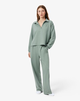 Loungewear-Sweatshirt aus Fleece mit Polokragen