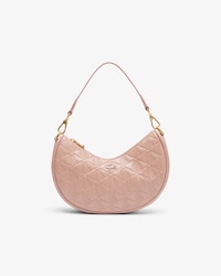 Halbmondf&ouml;rmige Tasche Maheki aus gepr&auml;gtem Leder