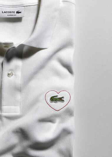 Lacoste polo with heart around the crocodile