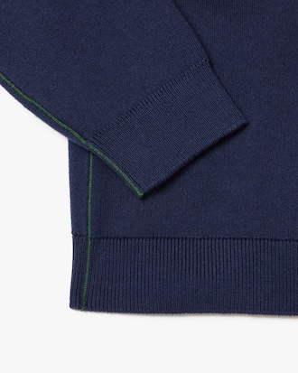 Cotton and Wool Blend Long Sleeved Polo Shirt