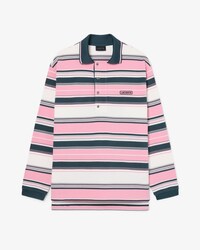 Runway Loose Fit Striped Piqu&eacute; Polo Shirt