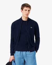 Zipped High Neck Cotton Sweater