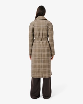 Water-Repellent Plaid Wrap Coat