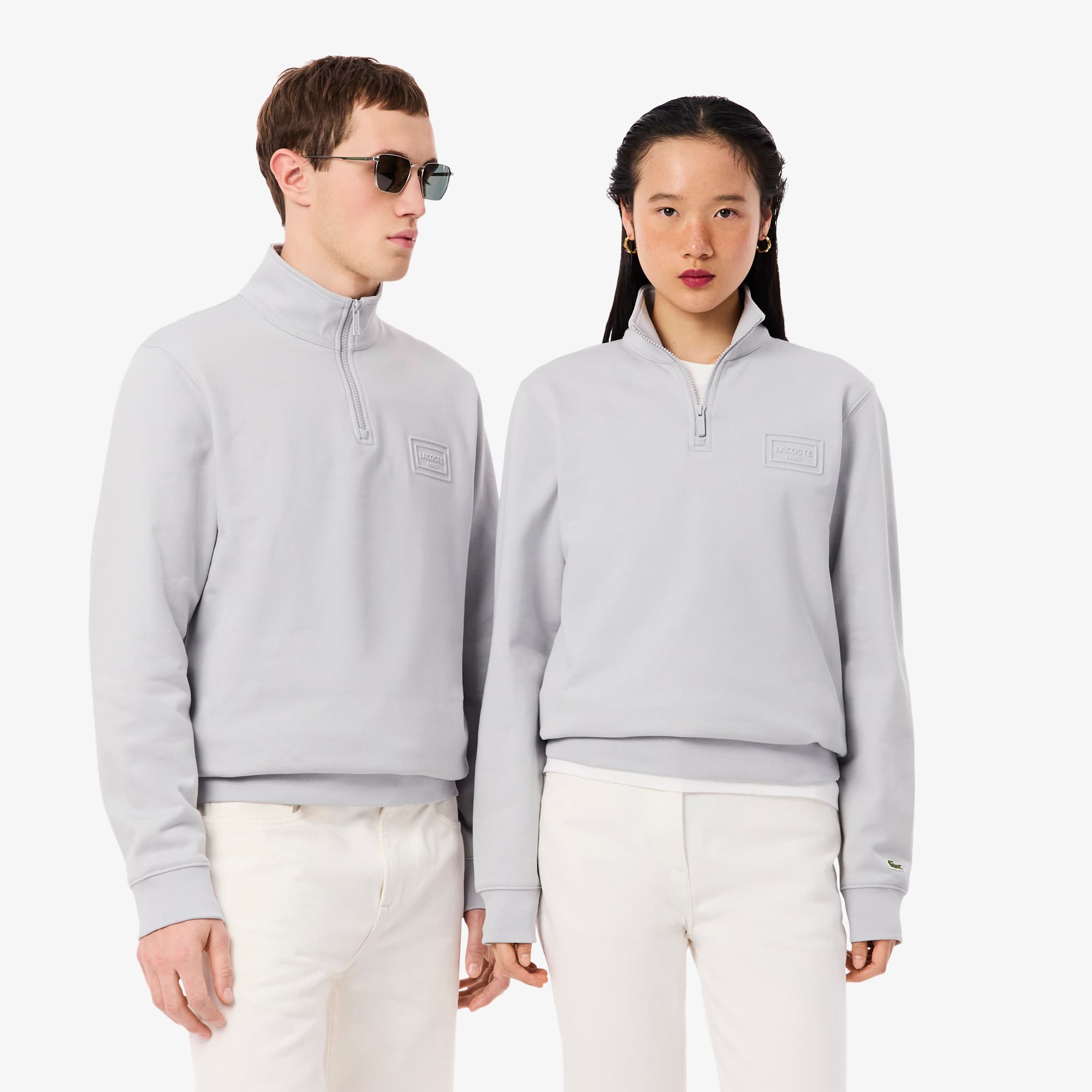 High Neck Embossed Zipped Sweatshirt - Men's Sweatshirts - New In