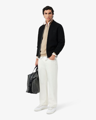 Zipped High Neck Cotton Sweater