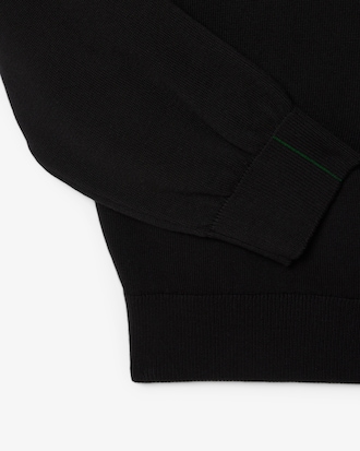 Zipped High Neck Cotton Sweater