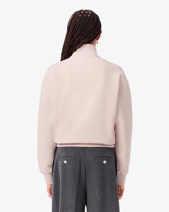 High Neck Zipped Piqué Sweatshirt