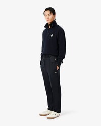Badge Accent Pearl Rib Polo Collar Sweater