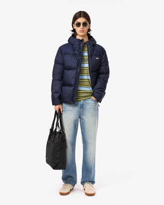 Short Water-Repellent Hooded Puffed Jacket