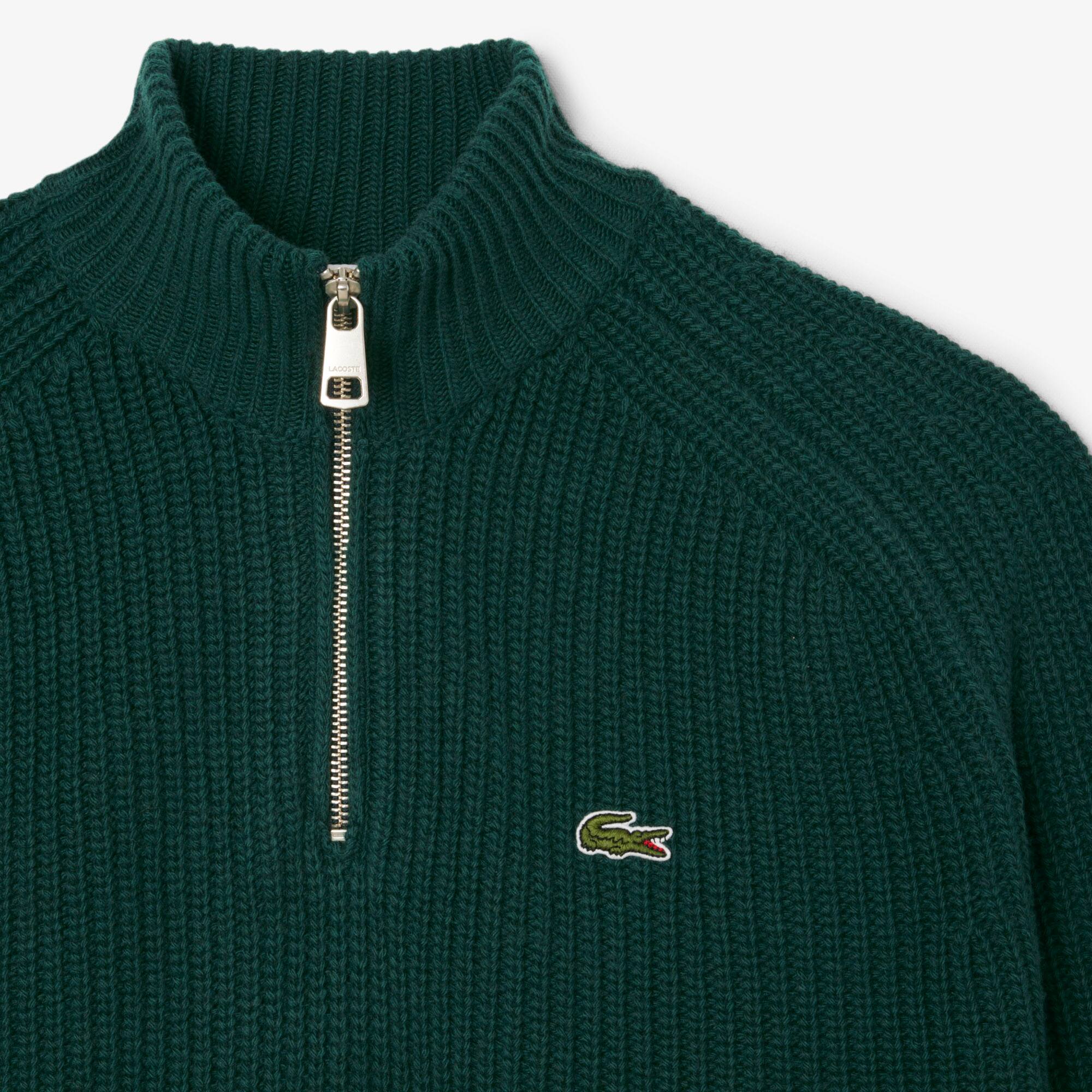 Zipped High Neck Wool Sweater - Men's Knitwear - New In 2026 | Lacoste