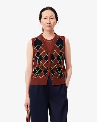 Jacquard Intarsia Cardigan Vest