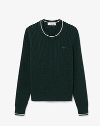 Stripe Accent Cable Knit Sweater