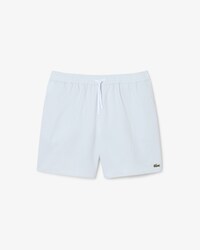 Mid Length Striped Textured Swim Trunks