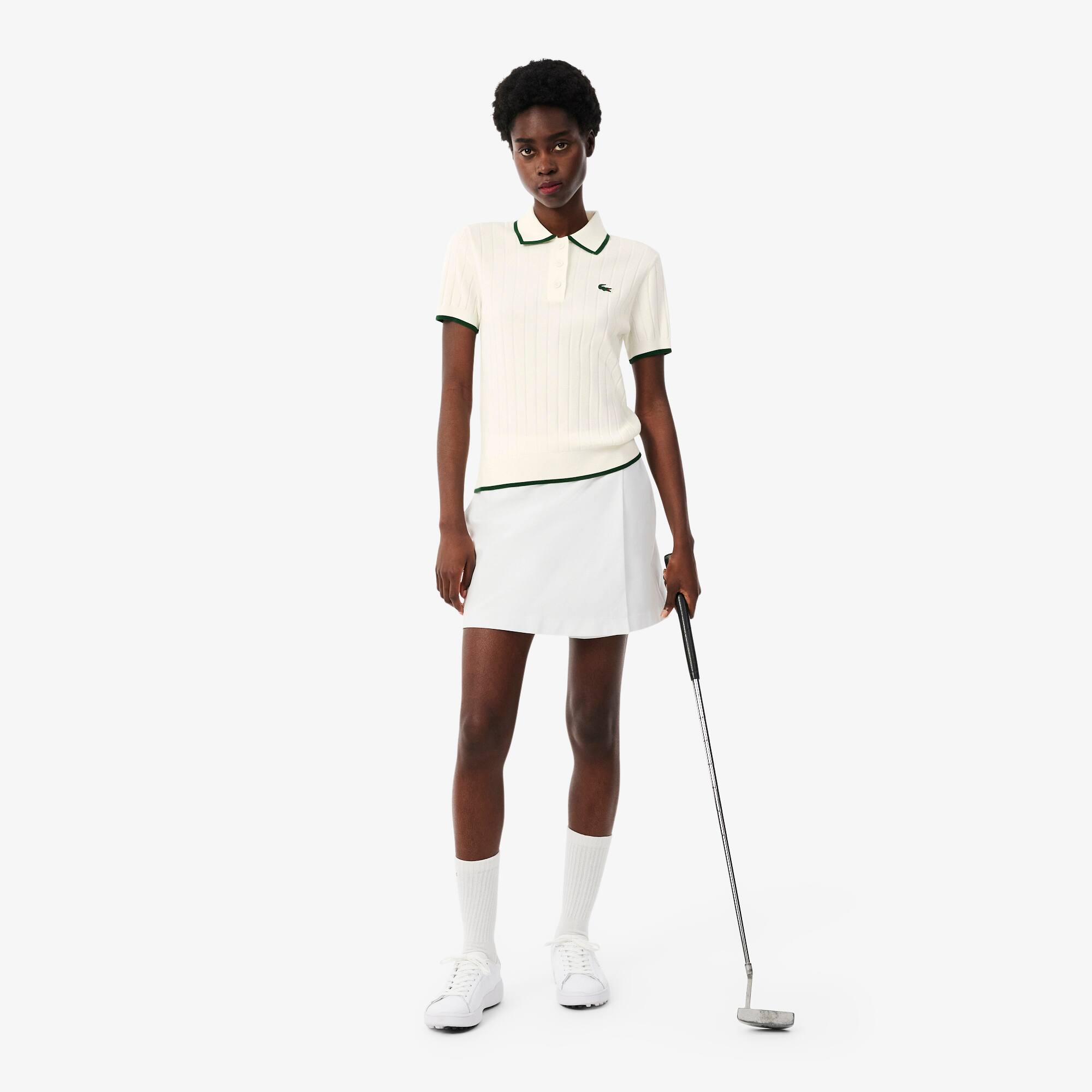 Short Sleeved Polo Collar Golf Sweater - Women's Knitwear - New In