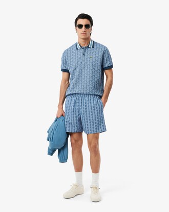 Mid Length Monogram Print Swim Trunks