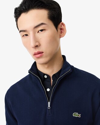 Zipped High Neck Cotton Sweater