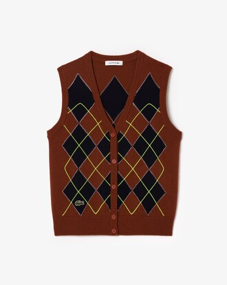 Jacquard Intarsia Cardigan Vest