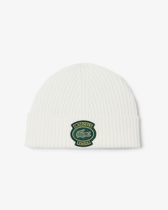 Ribbed Wool Badge Beanie