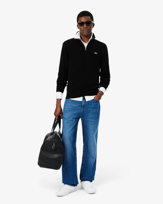 Zipped High Neck Wool Sweater