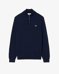 Zipped High Neck Cotton Sweater