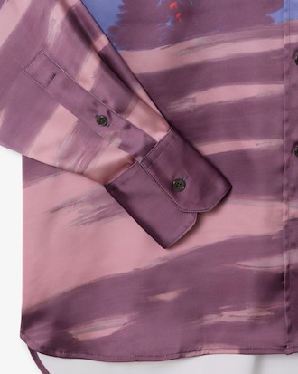 Oversized Landscape Print Satin Shirt