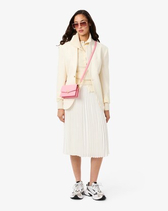 Pleated Satin Midi Skirt
