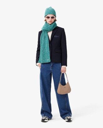 Mercerized Carded Wool Rib Knit Scarf