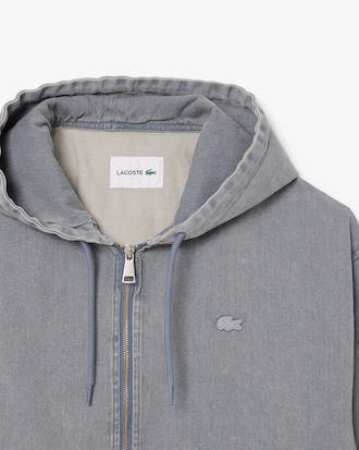 Washed Effect Denim Hooded Jacket