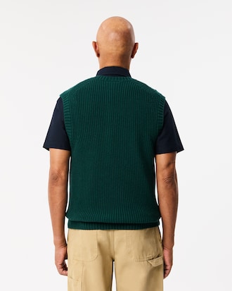 Carded Wool V Neck Sweater Vest