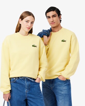 Loose Fit Badge Accent Fleece Sweatshirt