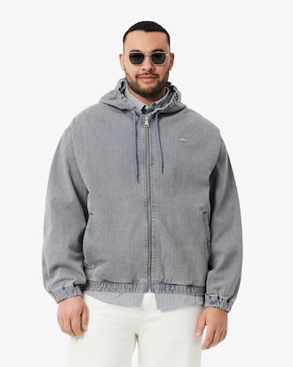 Washed Effect Denim Hooded Jacket
