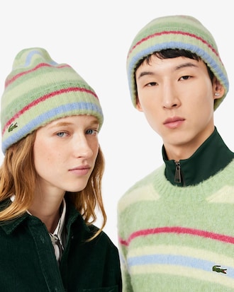 Striped Alpaca Blend Wool Beanie