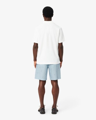 Crocodile Print Stripe Cotton Shorts