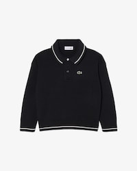 Cotton and Wool Blend Long Sleeved Polo Shirt