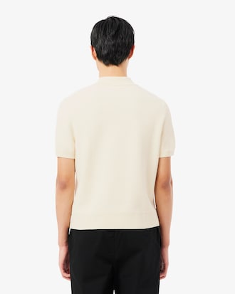 French Made Badge Accent Polo Collar Sweater