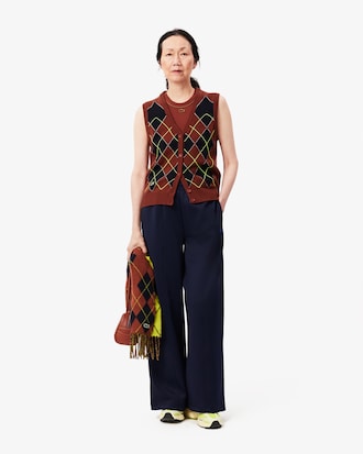 Jacquard Intarsia Cardigan Vest