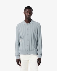 Fluid Ribbed Polo Collar Cardigan