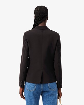 Embroidered Logo Slim Fit Wool Blazer