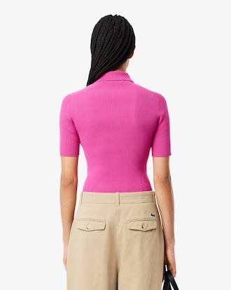 3D Ribbed Knit Polo Shirt