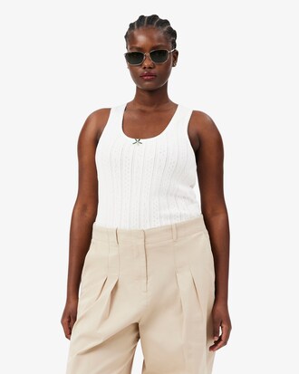 Slim Fit Pointelle Knit Cotton Tank Top