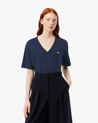 Relaxed Fit Soft Cotton V Neck T-shirt