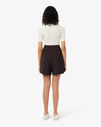 Oversized Wool Blend Pleated Bermuda Shorts