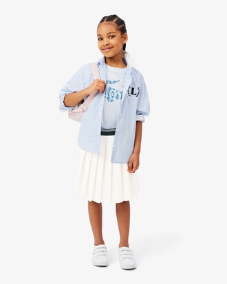 Oxford Cotton Pleated Skirt