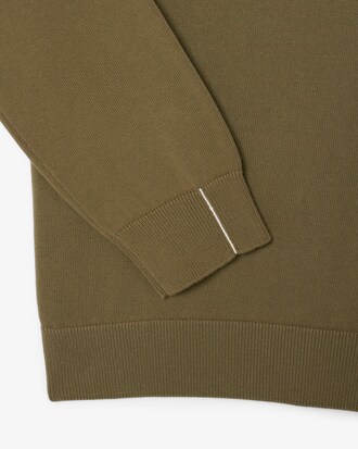 Zipped High Neck Cotton Sweater