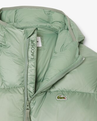 Short Water-Repellent Hooded Puffed Jacket
