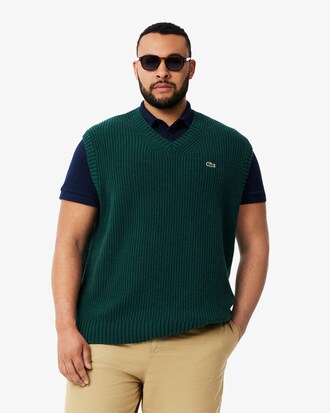 Carded Wool V Neck Sweater Vest