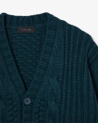 Runway Textured Stripe Wool Cardigan